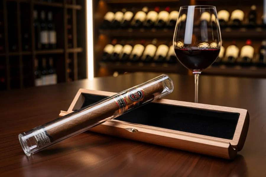 Cigar in wine cellar