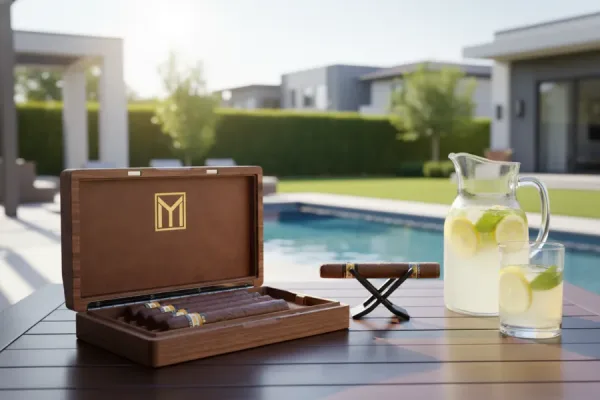 A Mozsly cigar humidor in the backyard