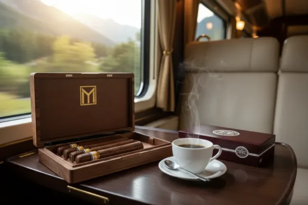 Mozsly travel humidor on the train
