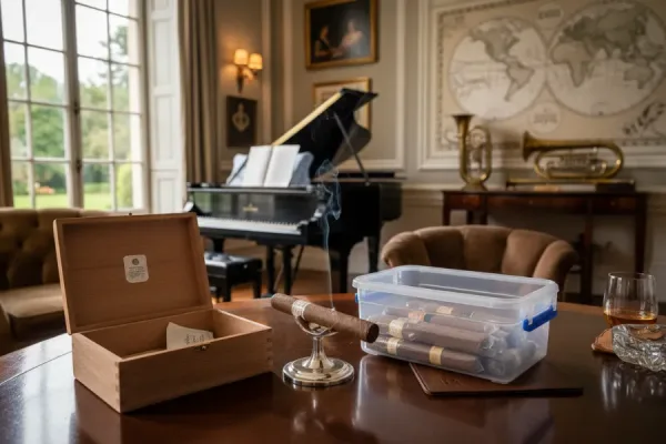 A humidor in the music room with a Tupperdor