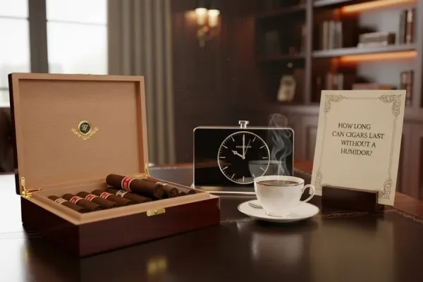 A box of cigar stored outside of a humidor. How long can it stay?