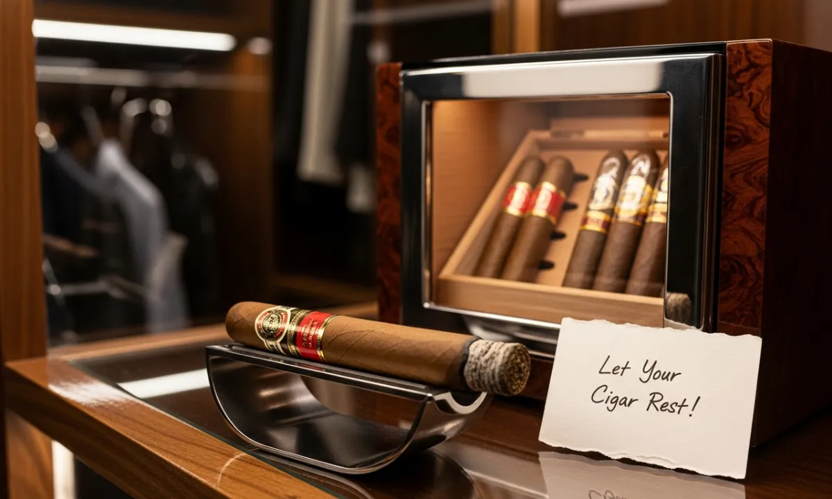 Cigar and humidor in closet
